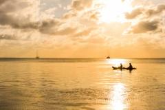 Sunset in the Caribbean sea by Caye Caulker island, Belize