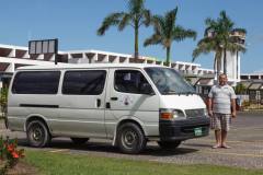 Jose of Jose Tours with van at Belize City Airport