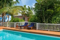 Pink Cottage Exterior & Pool